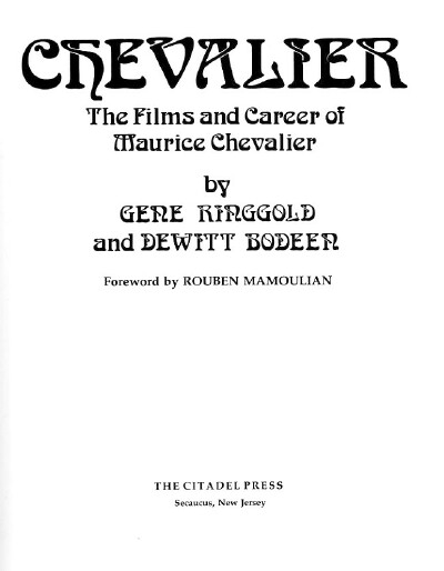 Image for CHEVALIER: The Films and Career of Maurice Chevalier