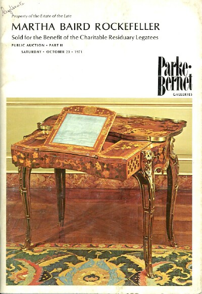 Image for PROPERTY OF THE ESTATE OF THE LATE MARTHA BAIRD ROCKEFELLER (PART II) 23-Oct-71