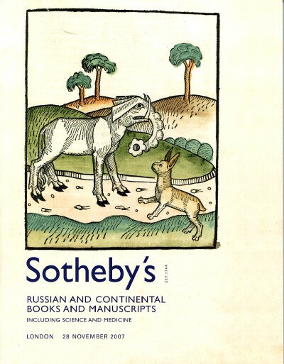 Image for RUSSIAN AND CONTINENTAL BOOKS AND MANUSCRIPTS INCLUDING SCIENCE AND MEDICINE (November 28, 2007)