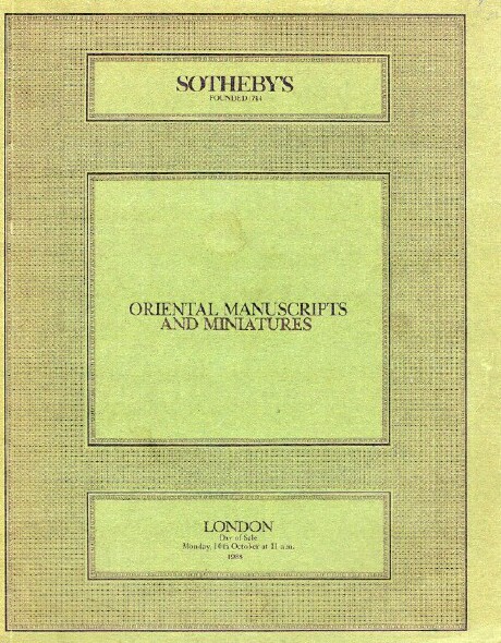 Image for Oriental Manuscripts and Miniatures (London, Oct. 10, 1988)