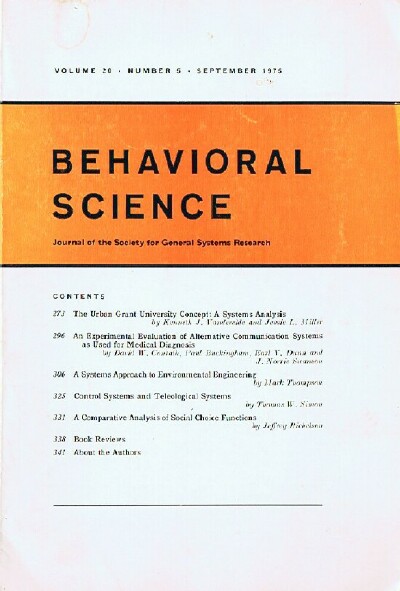 Image for Behavioral Science (Volume 20, Number 5, September 1975)