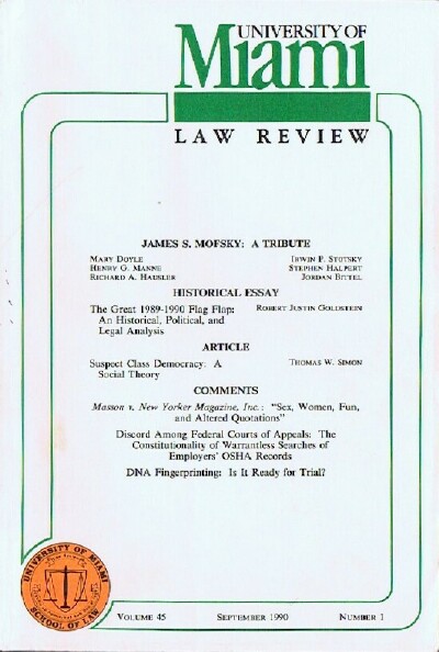 Image for University of Miami Law Review (Volume 45, Number 1, September 1990)