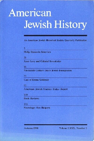 Image for American Jewish History (Autumn 1990 - Volume LXXX, Number 1)
