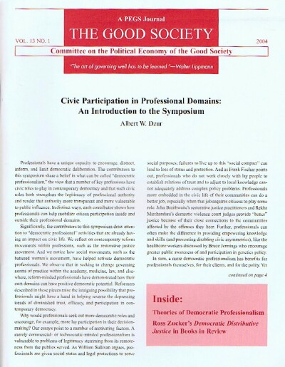 Image for The Good Society: A PEGS Journal (Vol. 13, No. 1, 2004)