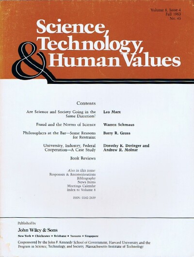 Image for Science, Technology, & Human Values (Vol. 8, Issue 4, Fall 1983, No. 45)