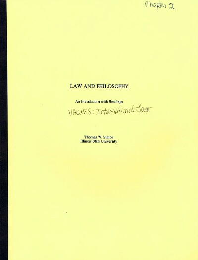 Image for Law and Philosophy: Chapter 2: Values: International Law (Author's Bound Galley)
